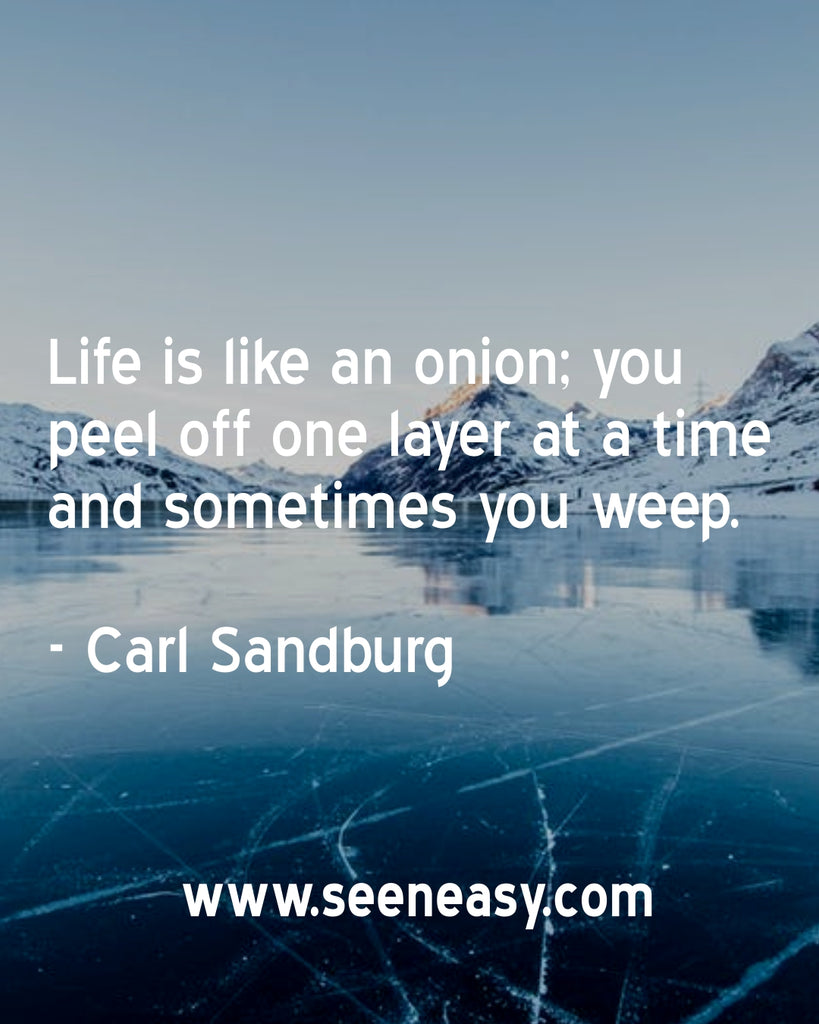 Life is like an onion; you peel off one layer at a time and sometimes you weep.