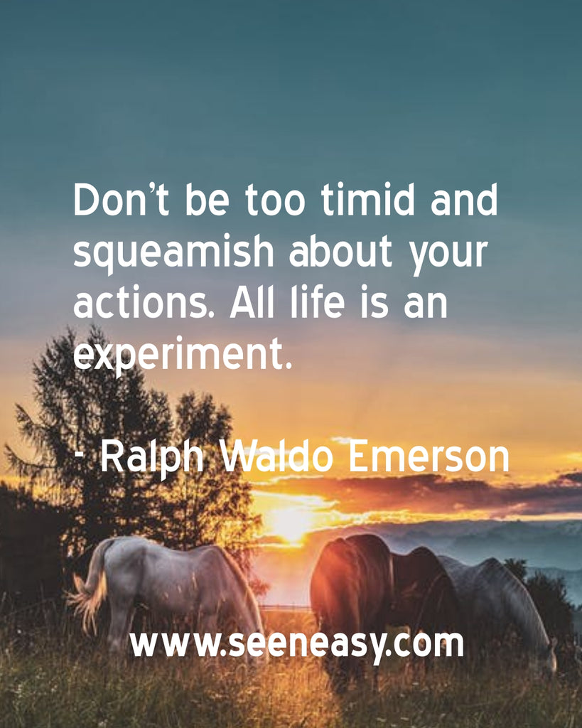 Don’t be too timid and squeamish about your actions. All life is an experiment.