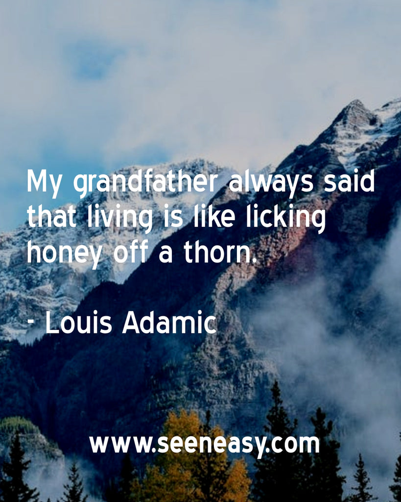 My grandfather always said that living is like licking honey off a thorn.
