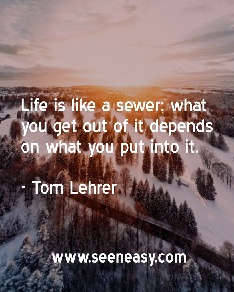 Life is like a sewer; what you get out of it depends on what you put into it.