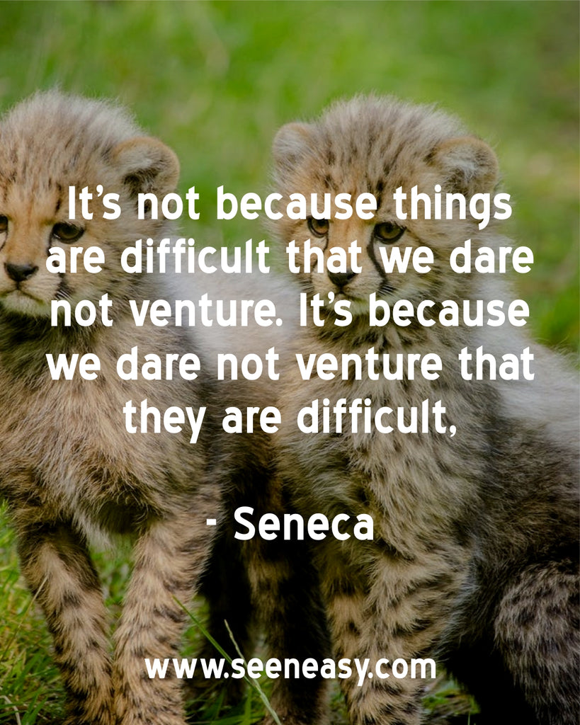 It’s not because things are difficult that we dare not venture. It’s because we dare not venture that they are difficult.