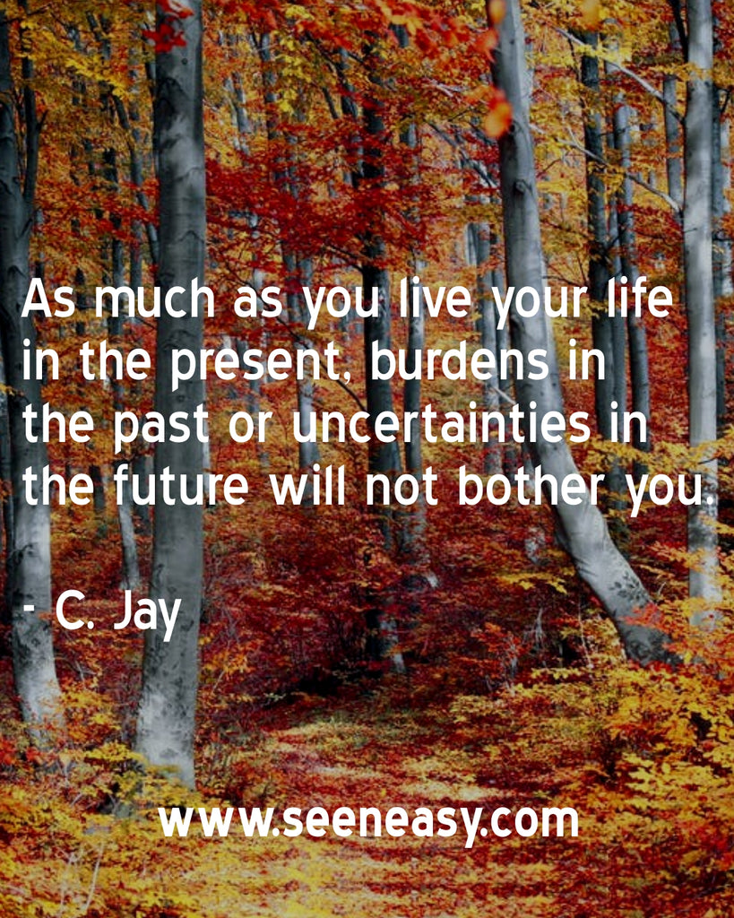 As much as you live your life in the present, burdens in the past or uncertainties in the future will not bother you.
