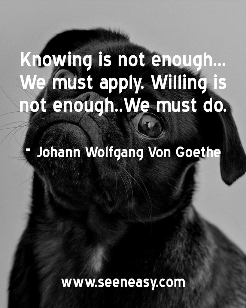 Knowing is not enough..We must apply. Willing is not enough..We must do.