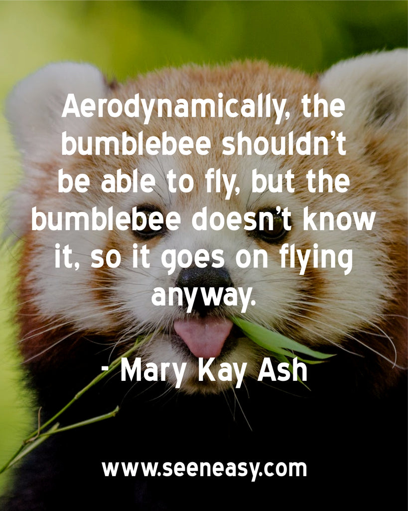 Aerodynamically, the bumblebee shouldn’t be able to fly, but the bumblebee doesn’t know it, so it goes on flying anyway.