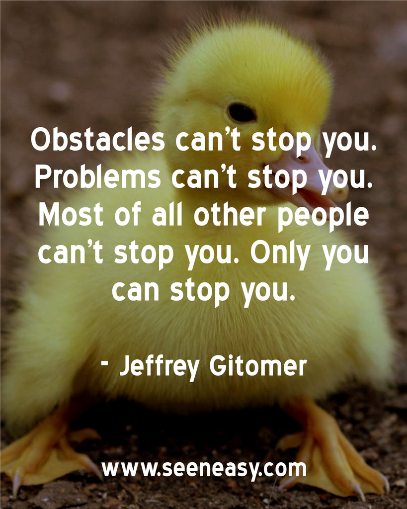 Obstacles can’t stop you. Problems can’t stop you. Most of all other people can’t stop you. Only you can stop you.