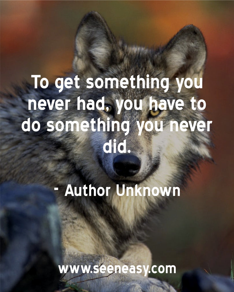 To get something you never had, you have to do something you never did.