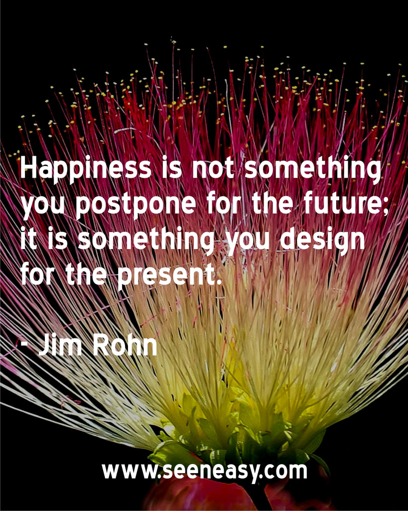 Happiness is not something you postpone for the future; it is something you design for the present.