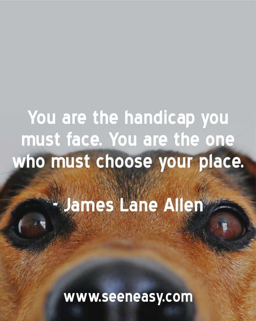 You are the handicap you must face. You are the one who must choose your place.