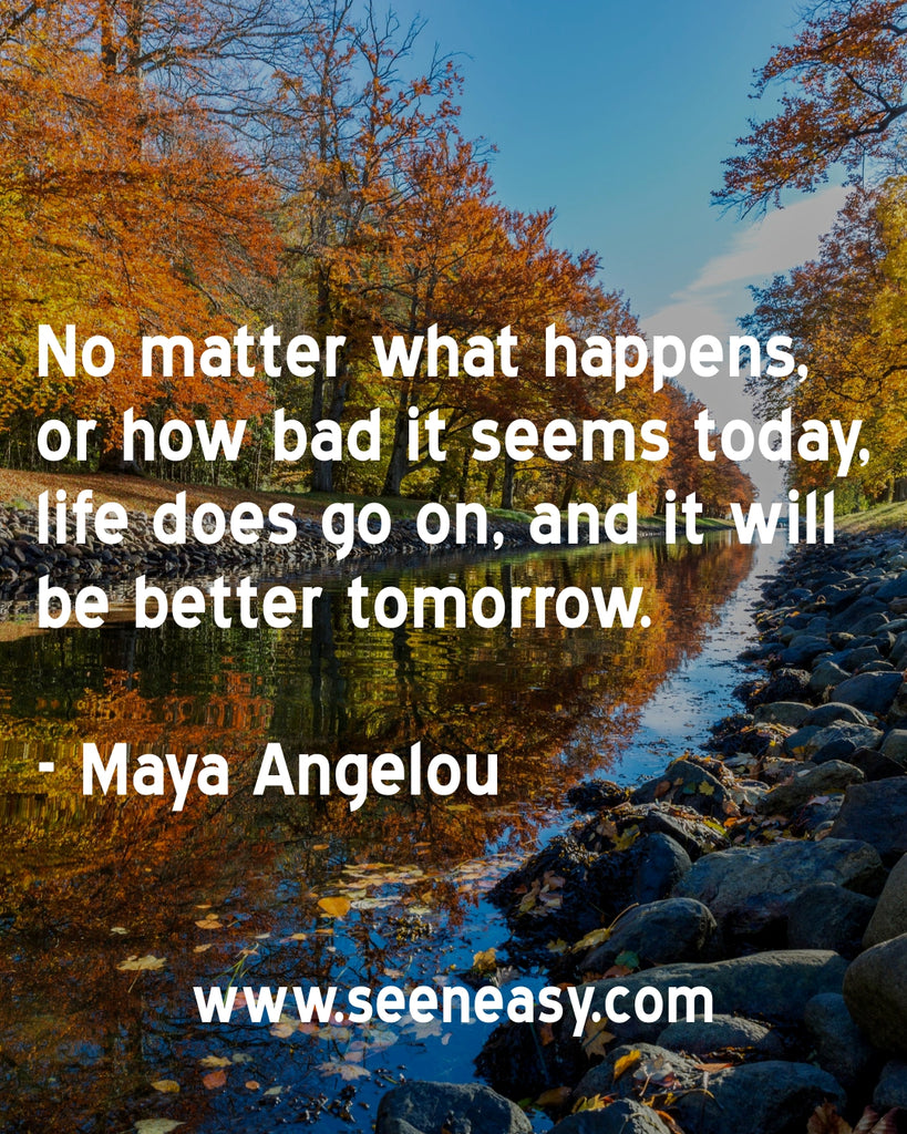No matter what happens, or how bad it seems today, life does go on, and it will be better tomorrow.
