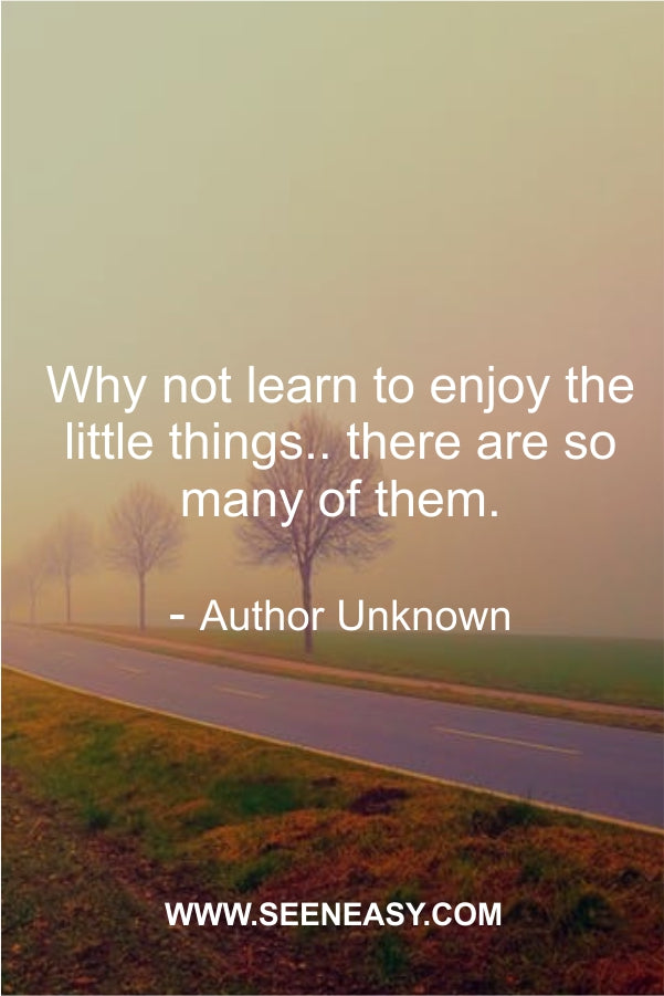 Why not learn to enjoy the little things.. there are so many of them.