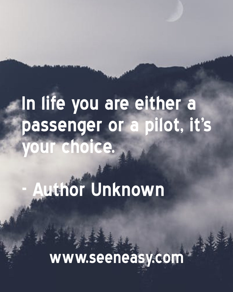 In life you are either a passenger or a pilot, it’s your choice.