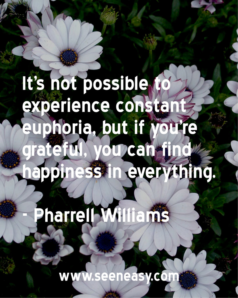 It's not possible to experience constant euphoria, but if you're grateful, you can find happiness in everything.