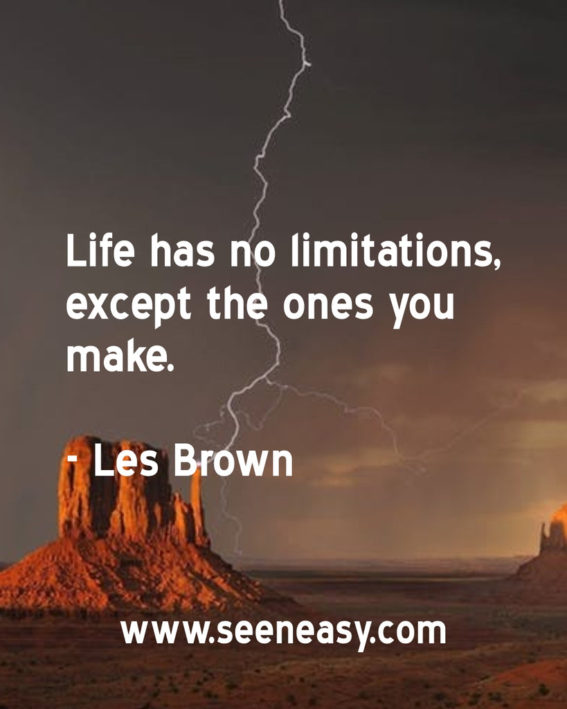 Life has no limitations, except the ones you make.