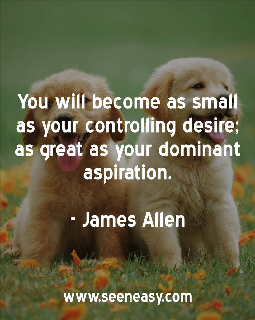 You will become as small as your controlling desire; as great as your dominant aspiration.