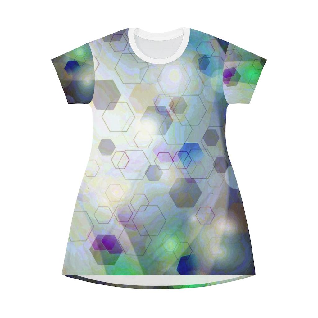 Hexagon Flash Geometric T-Shirt Dress