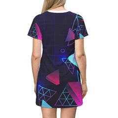 Retro Geometric T-Shirt Dress