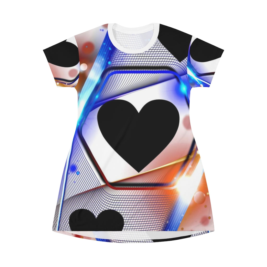 Hexagon Heart Geometric T-Shirt Dress