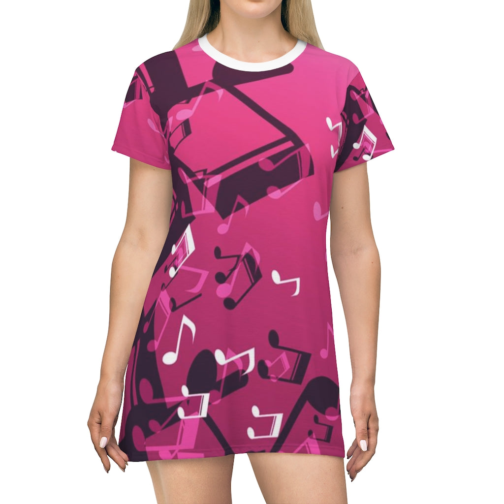 Large Notes Music T-Shirt Dress