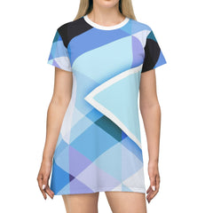 Plaid Geometric T-Shirt Dress