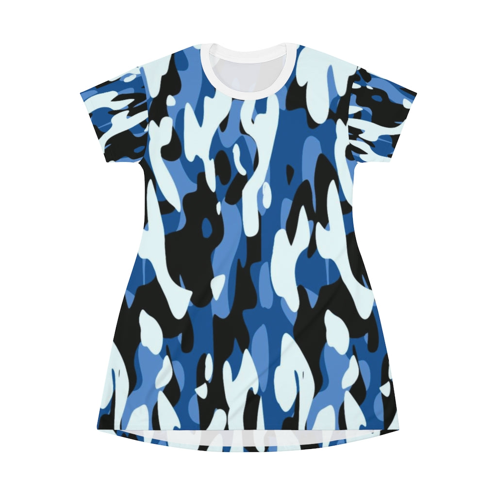 Blue Army Camo T-Shirt Dress