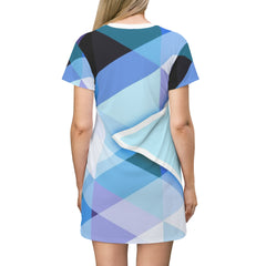 Plaid Geometric T-Shirt Dress