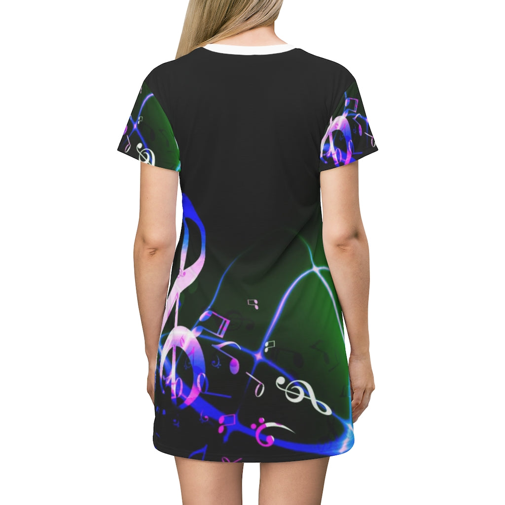 Floating Notes Music T-Shirt Dress